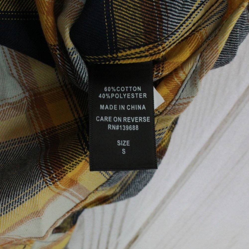 NWT Stoic Flannel Plaid Shirt Small Navy and Gold Heavyweight Outdoor Button Up - Picture 9 of 10